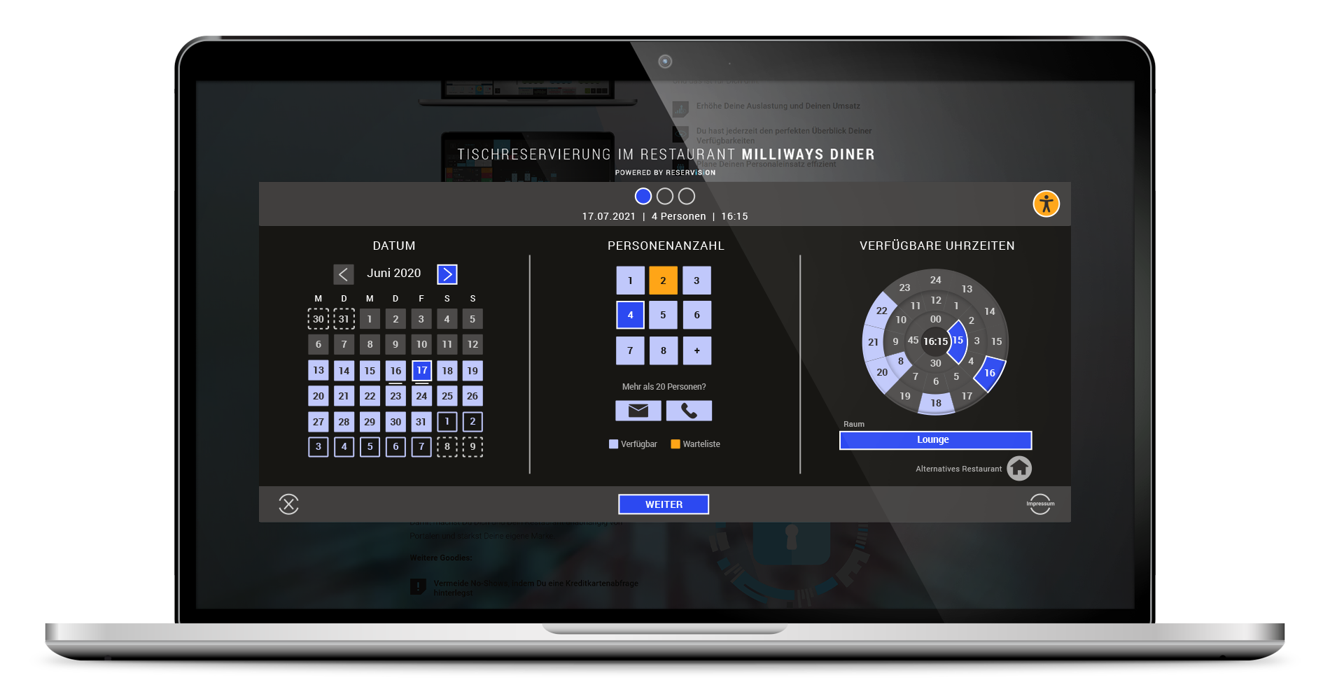 RESERViSiON book & dine Widget barrierefrei RESERViSiON book & dine Widget barrierefrei
